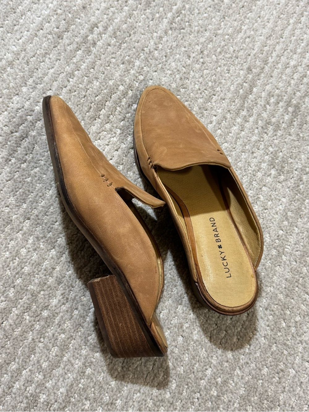 Lucky Brand Women's Camel Tan Suede Slip-On Mules